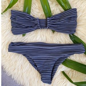 Mikoh grey stripe bandeau and bondi bottom acacia